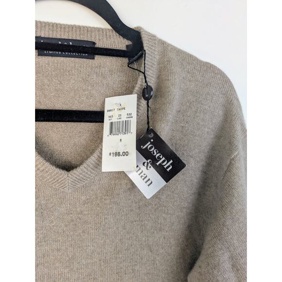 NEW Joseph Lyman Mens Cashmere Sweater Small Beige Taupe V-Neck Quiet Luxury - Picture 4 of 10